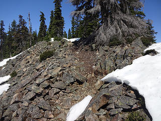Some sections of old trail that look well built were visible where the snow had melted. Perhaps an access for the lookout?