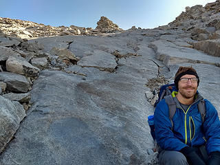 Derek on the class 3 slabs that lead to Fremont's summit.