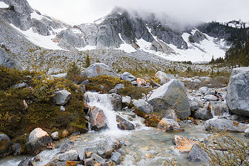 rock flour streams in the glacier basin