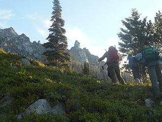 Crew nearing the gully