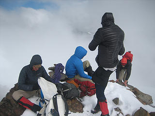 the cold and windy summit