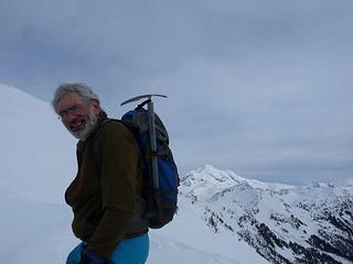 Niko at the summit of Red (Glacier behind)