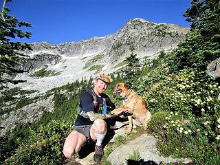 Trail running son-in-law with K9