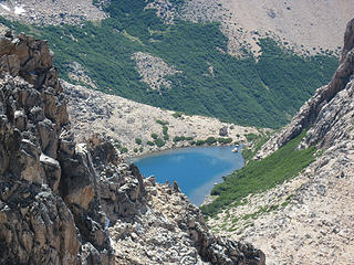 Looking down to Laguna Toncek and the area of Refugio Frey