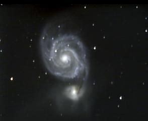 My deepest ever shot of the classic Whirlpool galaxy (M51) and companion, 2 hrs.