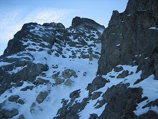 looking back up the route to the summit