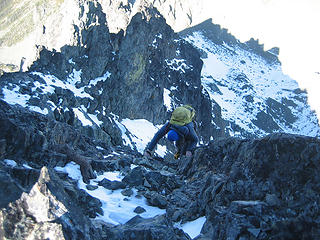 jake downclimbing the summit