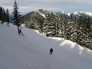 David crosses the open slope