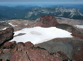 Looking down on Flett glacier and Echo Rock from Observation summit