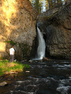 Tanner takes in the falls, Hawk Creek, Eastern Washington.