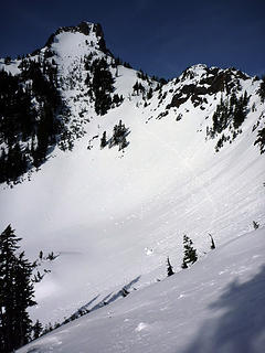 Snowshoe track from Kaleetan summit