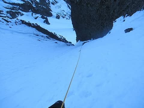 nearing the top of the first couloir