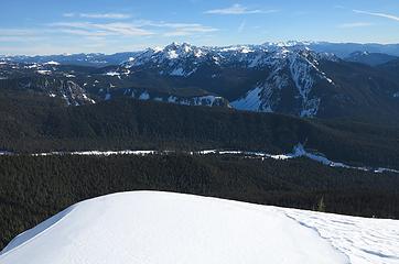 View from southeast end of Iron out to Kautz Creek and Tatoosh Range