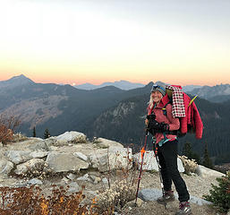 Katharina, from Munich, the last northbound PCT thru hiker from Mexico, Stevens Pass, WA 10/22/18