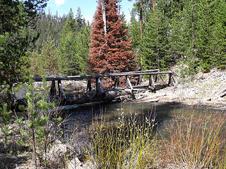 Bridge on the beginning of the North Fork John Day River Trail that penetrates into the wilderness area for 23 miles.