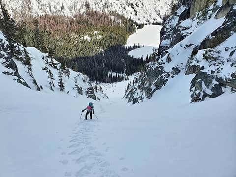 Slow going up the couloir