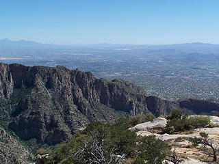 Pima Canyon and Tucson beyond from Table Mtn.