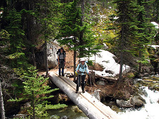 Clara and Jeff crossing Snow Creek