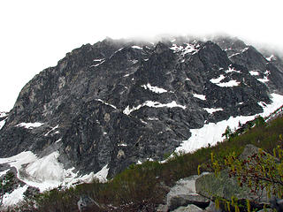 Dragontail Peak from the north shore of Colchuck Lake