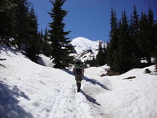 snow covered trail below Summer Land