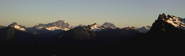 Liberty, Big Bear, Three Fingers, Bullen, Devils, Whitehorse and the close one on the right is the craggy pt 5351 southeast of Stillaguamish Peak.