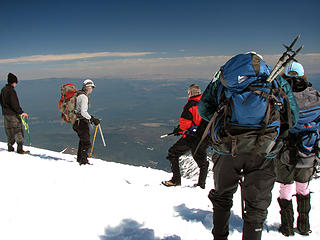 Who glassades first off the summit - You go first! No You go first!
