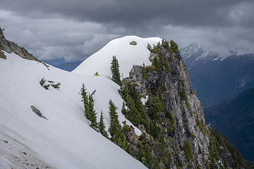 Looking back from the traverse, campers emerge