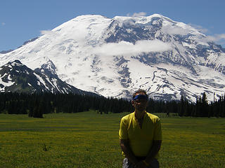 Rainier and me from my lunch spot in Grand Park.