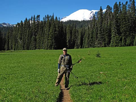Me at first glimpse of Rainier on first meadow