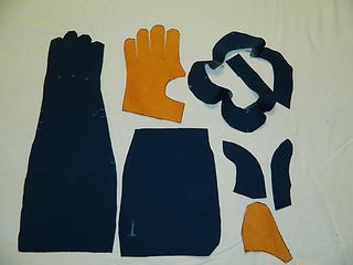 cut out pieces for shell overglove