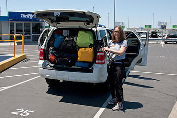 Our rental car had a little too much junk in the trunk, but Josie got us through the week with her impressive Tetris skills.