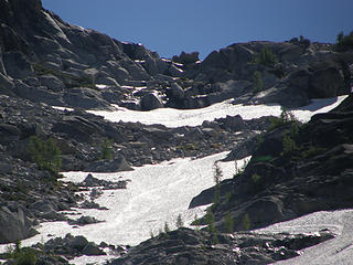 Looking up to Aasgard pass.