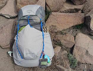 I bought an Osprey Levity 45 last Fall and used it for the first time backpacking and scrambling the ridge on and off trail it carried well and the airscape suspension kept my back cool.