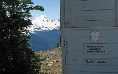 Lookout sign and Mt. Baker