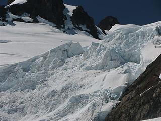 Climber Descending from Crystal Pass - above icefall
