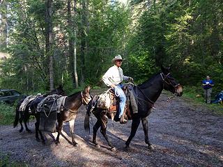 Horse Packer Bruce took our tools up and down the 7.25 miles to camp.