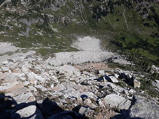 looking down the east face