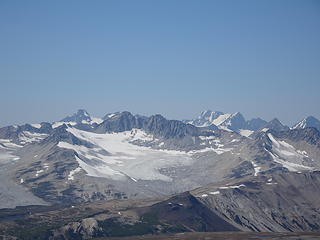 Monmouth Mtn is the highest peak at the north edge of the Lillooet Icefield (10,440 ft)
