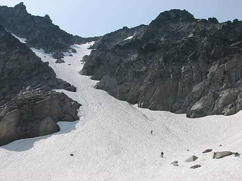 Movenhike and Wildernessed entering the couloir.