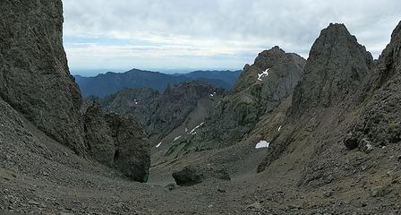 Where the route (I came up left of center) meets up with the standard south chute (off screen right of center)