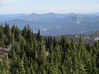 These peaks are called Three Sisters. Middle Sister is the highest at 6898' where an historic lookout stands.