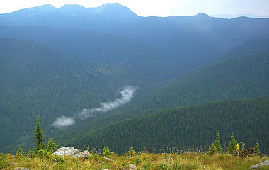 Salmo Lookout - fog developing above the Salmo River