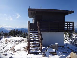 Black Mountain Lookout, 7077,' locked up tight for the winter. This lookout is still staffed in summer.