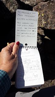 Summit register, which had been moved to lower summit area
