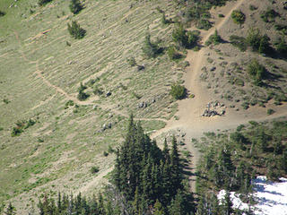 Looking back down at Marmot Pass from trail up Buckhorn.