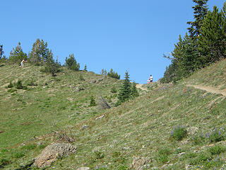Looking up to Marmot Pass. I wouldn't be alone.