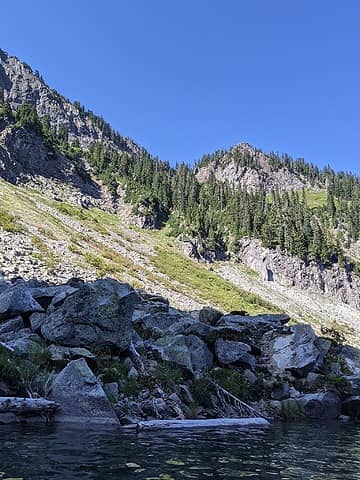 Looking up to PCT from Alaska Lake