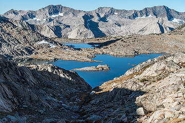 lake 11393 from the climb to thunderbolt col