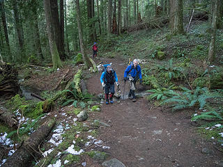 Hikers on trail