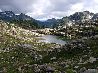 Looking back down @ one of the tarns